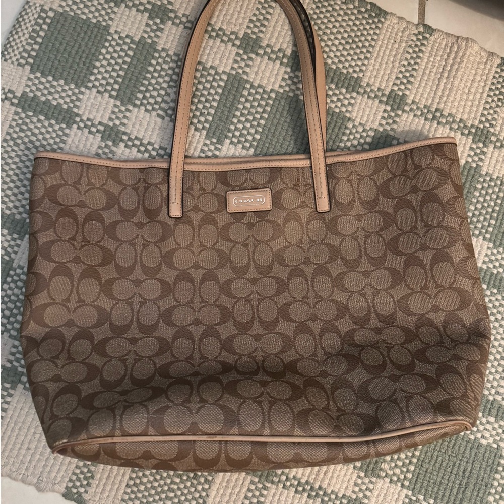 Coach Tan and Brown Signature Tote